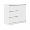 Moderner Holzwerkstoff Sideboard mit Schublade in Weiß 71x35x65 cm für Wohnzimmer und Flur