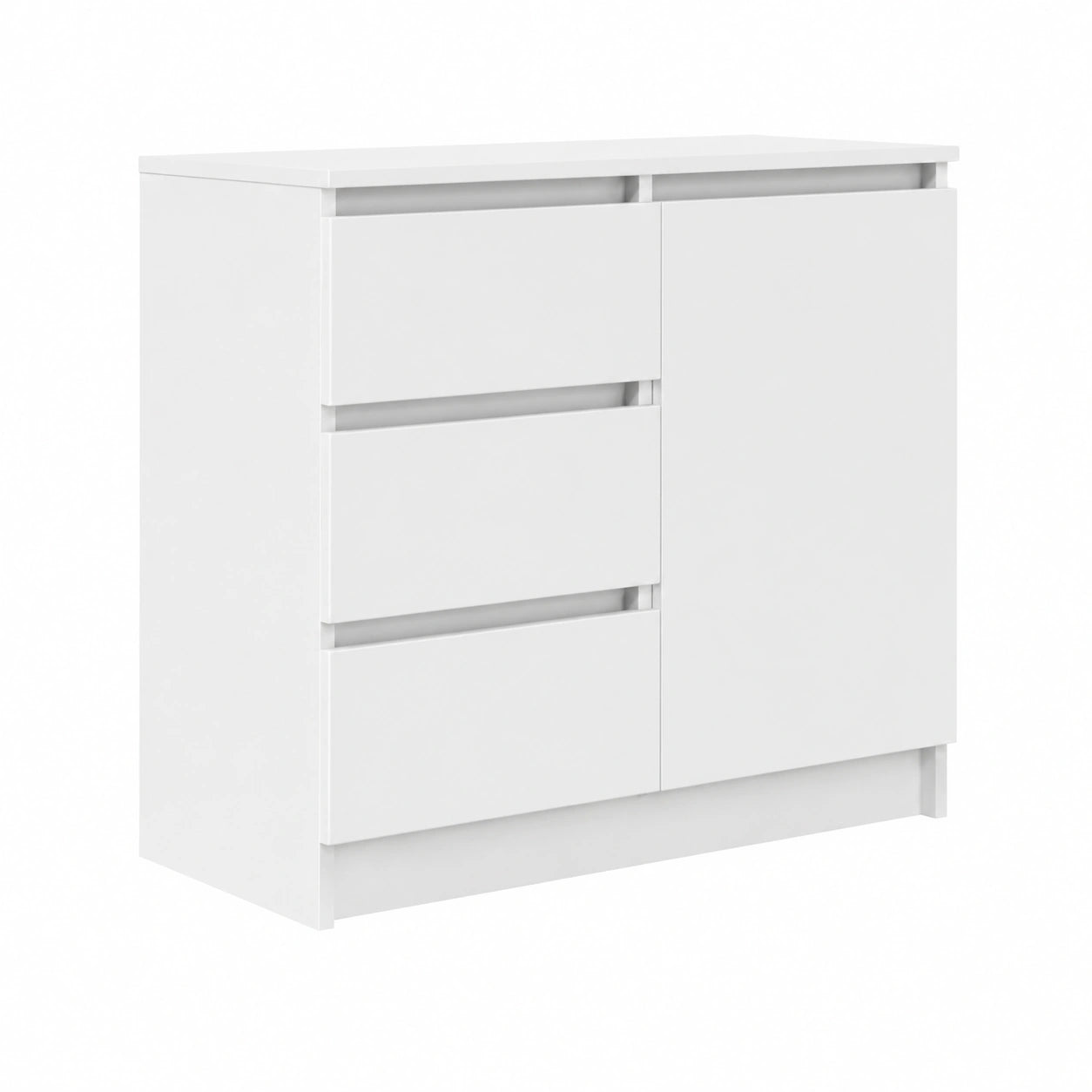 Moderner Holzwerkstoff Sideboard mit Schublade in Weiß 71x35x65 cm für Wohnzimmer und Flur