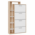 Vicco Schuhschrank Orlando, Weiß/Sonoma, 80x166,1 cm, 4 Fächer, Schuhaufbewahrung für Flur