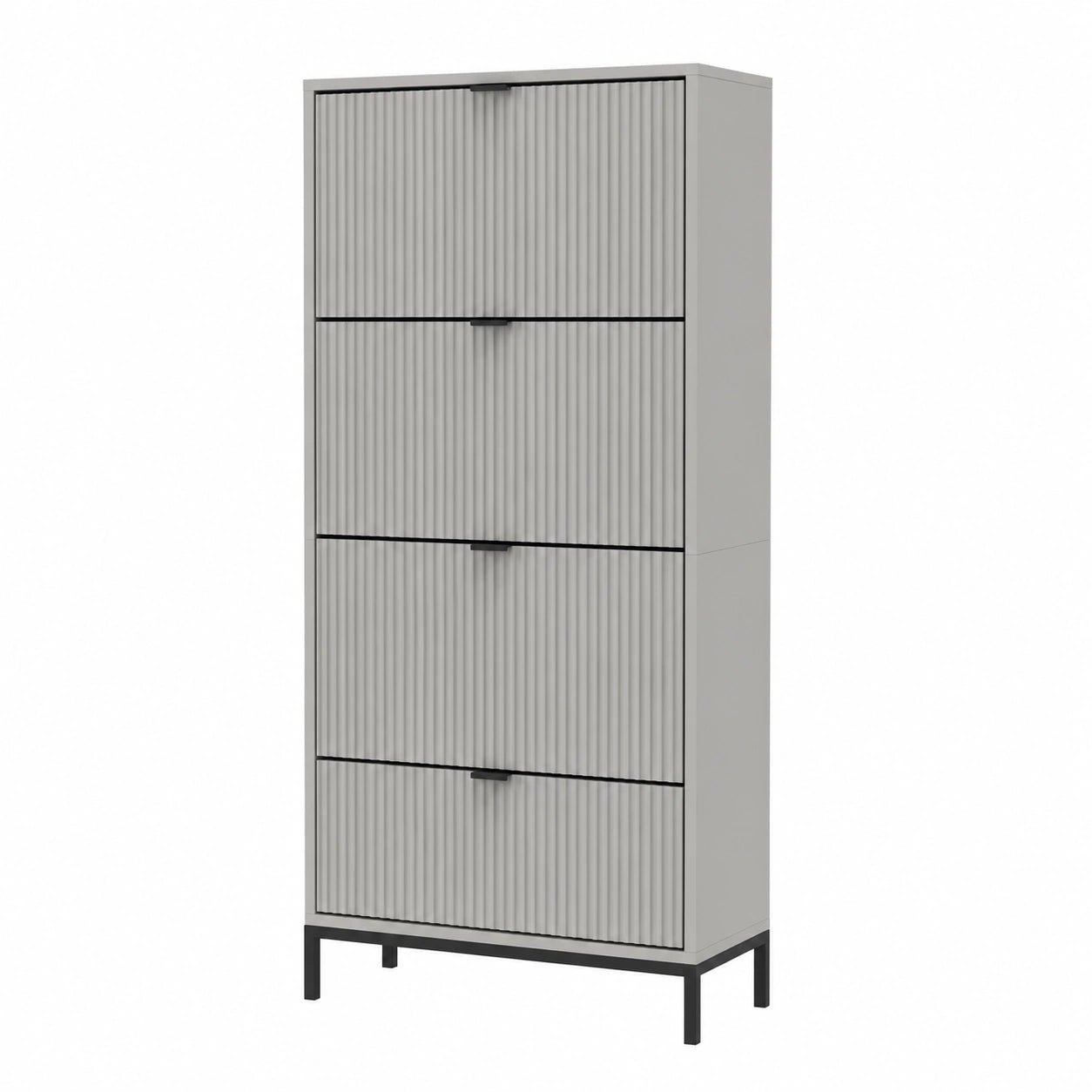 Vicco Schuhschrank Eliza in Grau, 60 x 168 cm, 4 Klappfächer, Wandmontage möglich, modular erweiterbar