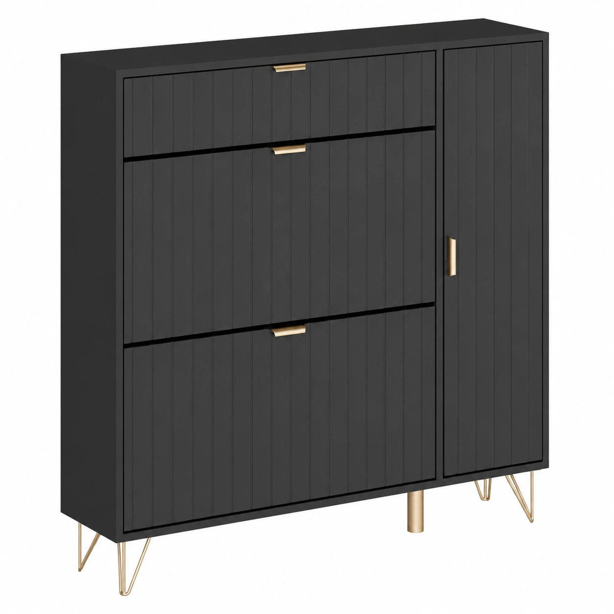 Vicco Helge Schuhschrank in Schwarz, 108 x 107,5 cm, ideal zur Schuhaufbewahrung im Eingangsbereich