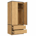 Moderner Kleiderschrank mit 2 Türen und Schubladen - Eiche Craft - Vielseitige Aufbewahrung für jeden Raum - 180x60x51cm