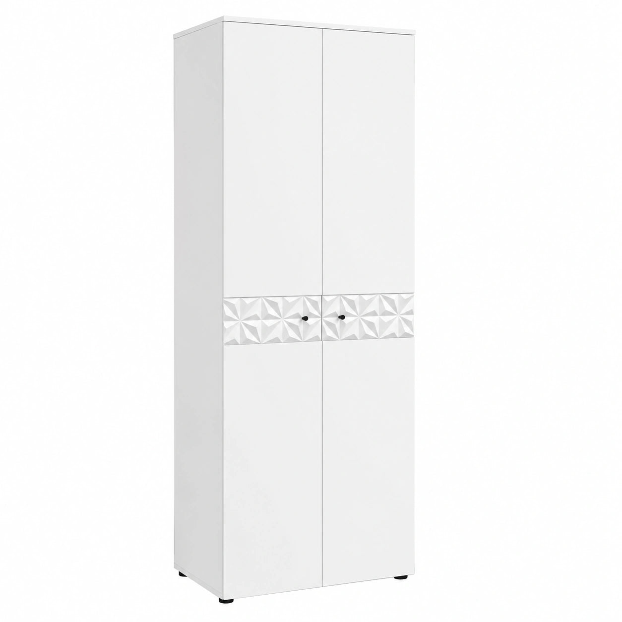 Moderner Garderobenschrank Prisma in Hochglanz Weiß – Platzsparende Lösung 70x192x34 cm