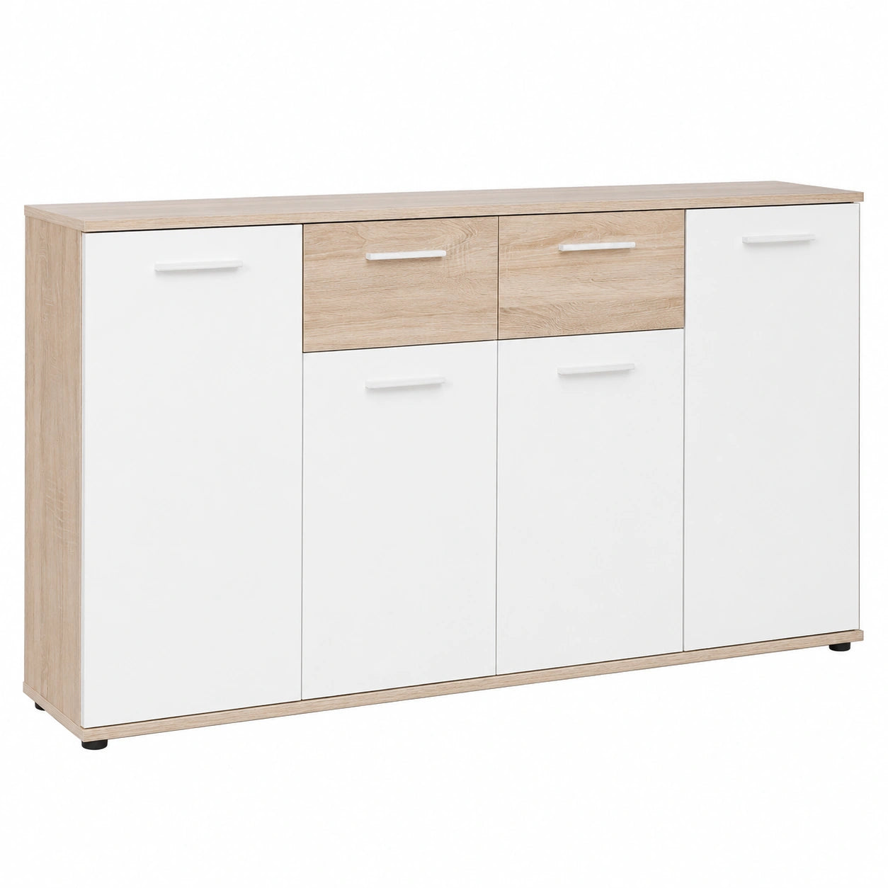Moderner Sideboard Jacklin II in Sonoma-Eiche und Weiß
