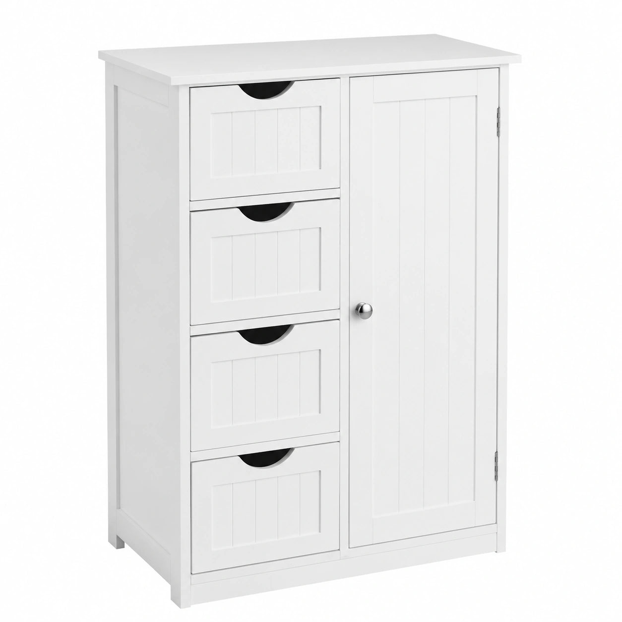 Moderner Bonnlo Badschrank mit verstellbaren Einlegeböden, 4 Schubladen und Stauraum, MDF, Weiß, 56x30x82 cm