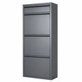 Schmaler Schuhschrank mit Klappfunktion, Metall, anthrazit, 3+1 Fächer