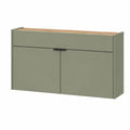 Kompakter 110cm Schuhschrank in Grün und Eiche für schmale Flure