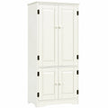 Vintage Mehrzweckschrank im Landhausstil, Holzschrank mit verstellbarem Regal für Flur, Bad, Küche und Schlafzimmer (Weiß)