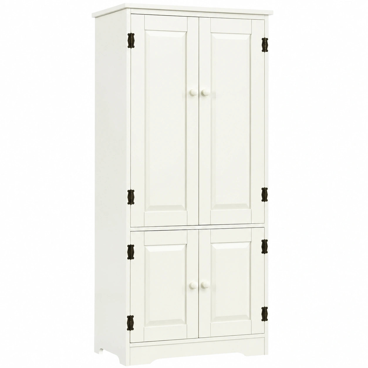 Vintage Mehrzweckschrank im Landhausstil, Holzschrank mit verstellbarem Regal für Flur, Bad, Küche und Schlafzimmer (Weiß)