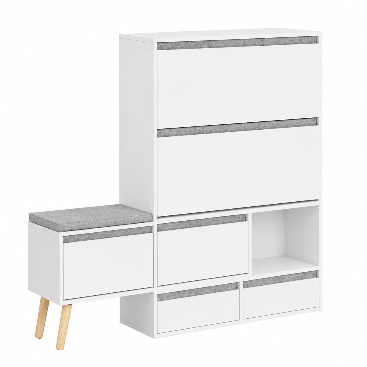 Praktischer Schuhschrank mit Sitzbank und Stauraum, Weiß