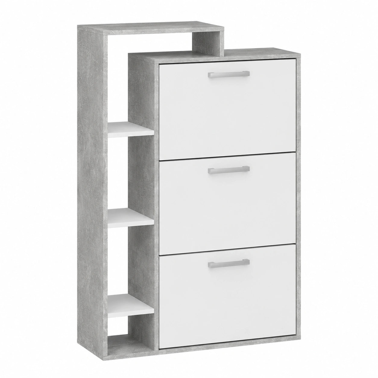 Vicco Schuhschrank Orlando, Weiß-Beton, 80 x 128,3 cm, 3 Fächer, Schuhaufbewahrung