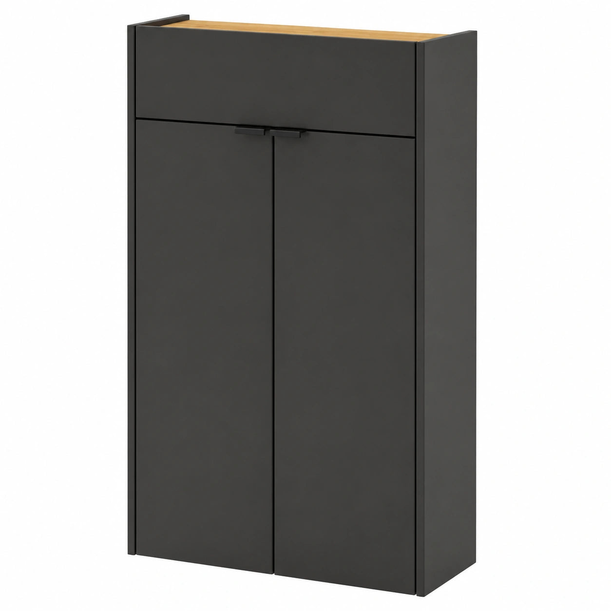 Moderner Schuhschrank Grau mit Eiche Akzent, Platzsparend 56cm