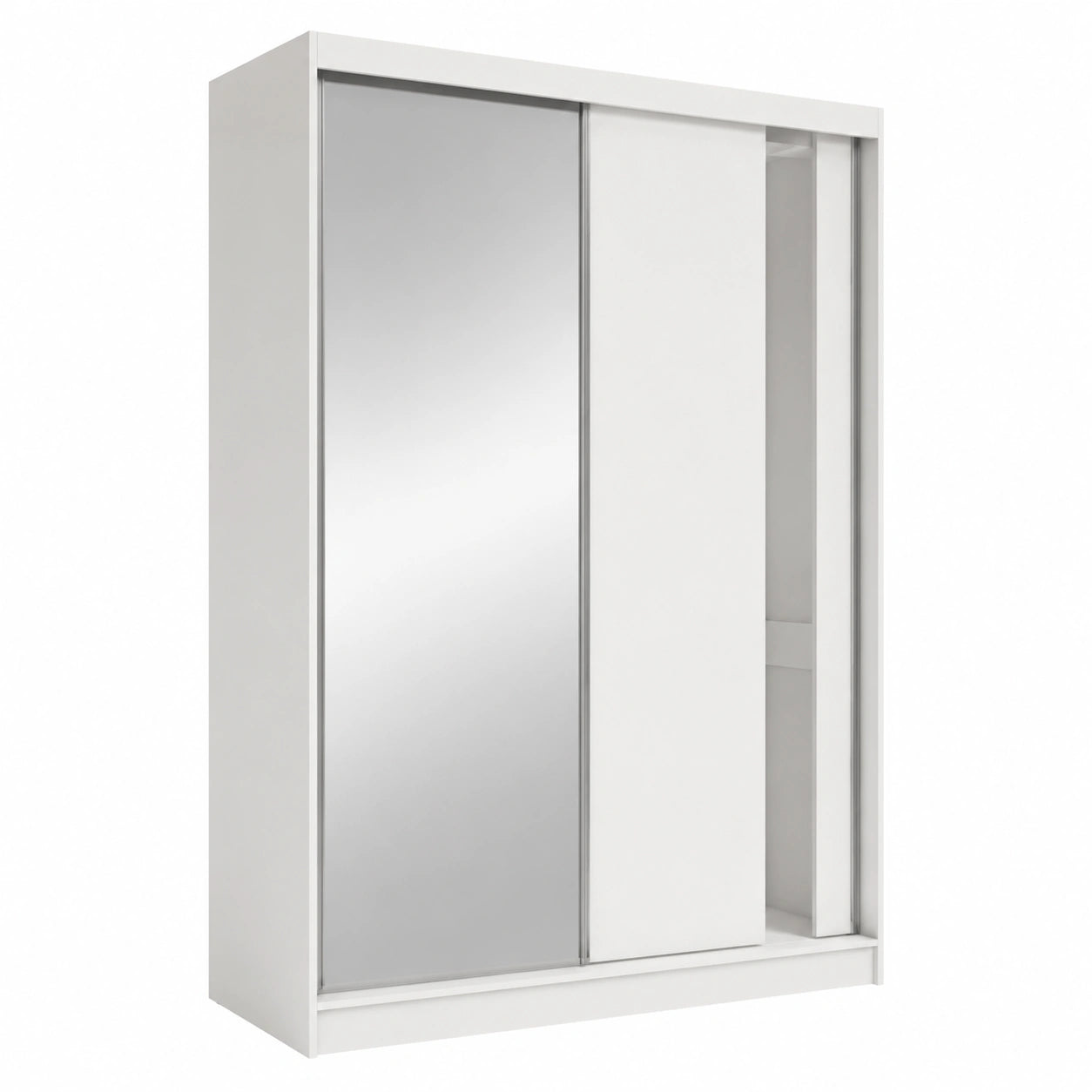 Gabo Schwebetürenschrank mit Spiegel, Weiß, 120 cm - Vielseitiger Organizer für Flur und Schlafzimmer