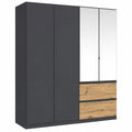 Rauch Möbel Costa Schrank, 4-türig mit Spiegel, Eiche Artisan Dekor, 2 Schubladen, Push-to-Open, 181x197x54 cm