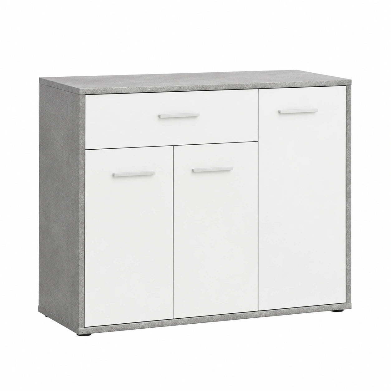 Schuhschrank DEUSTO mit 3 Türen und 1 Schublade, Betonoptik/Weiß, ideal für Flur
