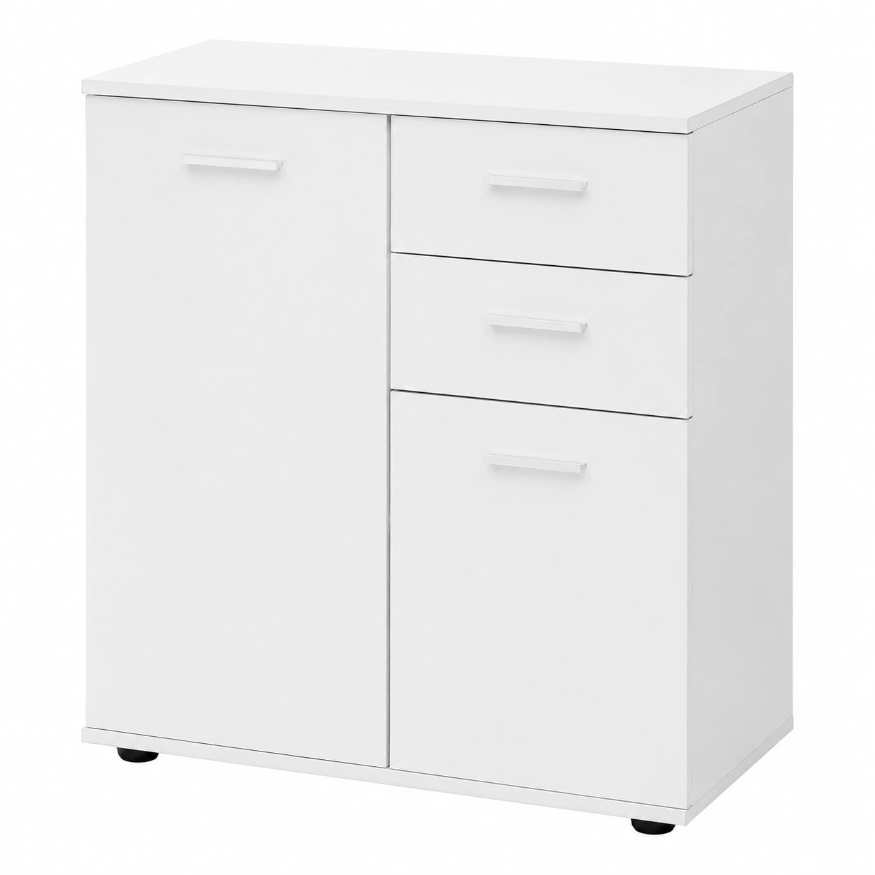 FineBuy Modernes Sideboard mit Türen und Schubladen, Weiß, 71 x 78 x 35,5 cm, Vielseitiger Holzschrank für Flur