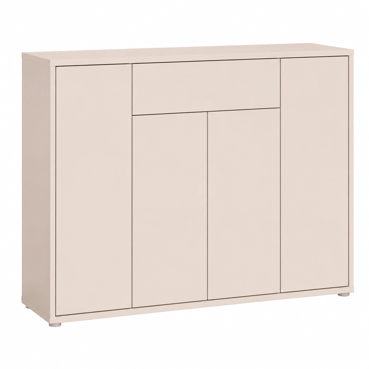 Moderner Schuhschrank mit 4 Türen und Schublade, Kaschmir Beige, 144x99x35 cm