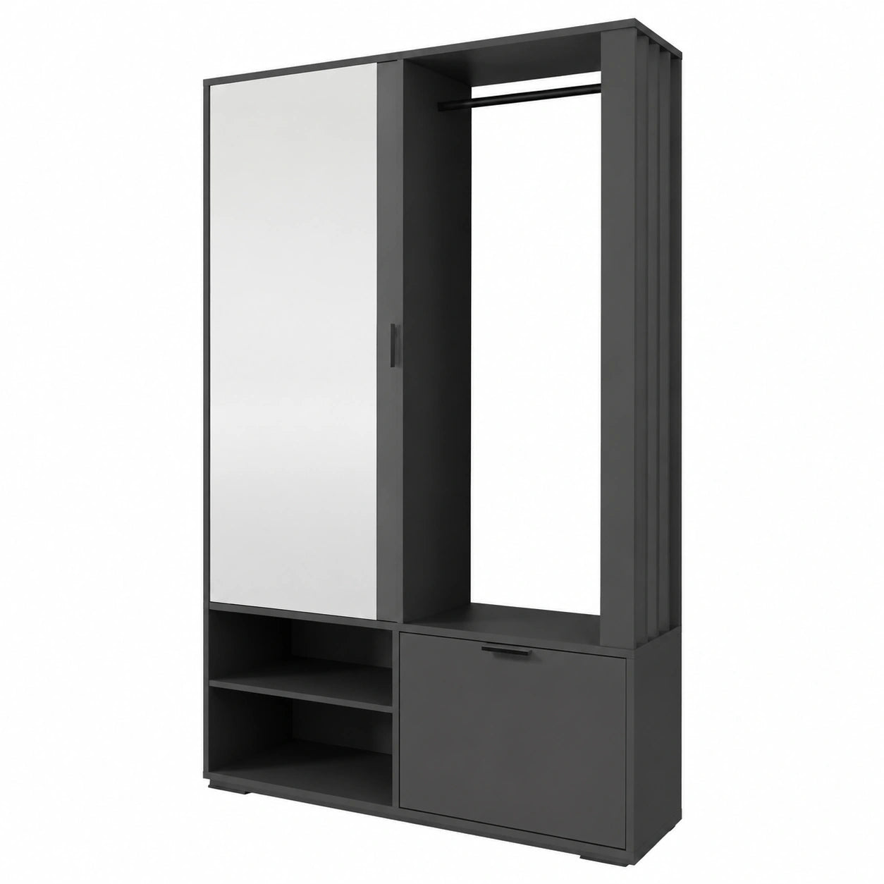 Moderne Garderoben-Kombination Raldento mit Spiegel und Schuhschrank, anthrazit
