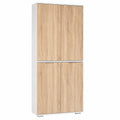 Moderner Aktenschrank mit Türen, 80x215x35 cm, Weiß Sonoma Eiche, ideal für Büro und Dokumentenaufbewahrung