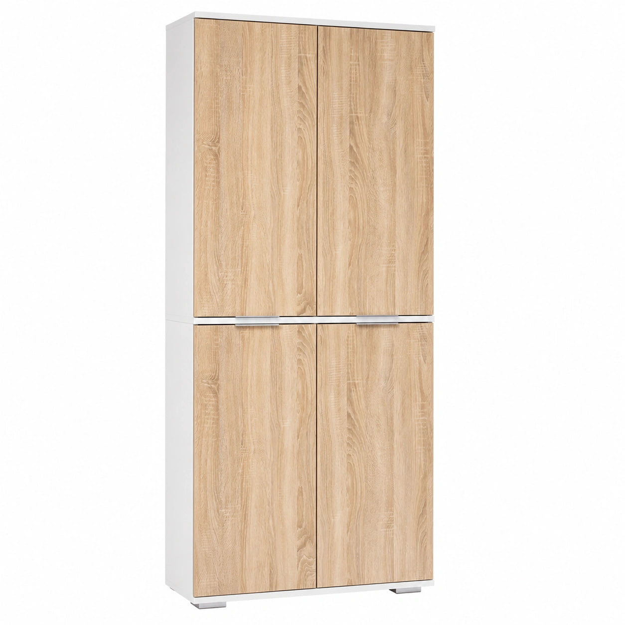 Moderner Aktenschrank mit Türen, 80x215x35 cm, Weiß Sonoma Eiche, ideal für Büro und Dokumentenaufbewahrung
