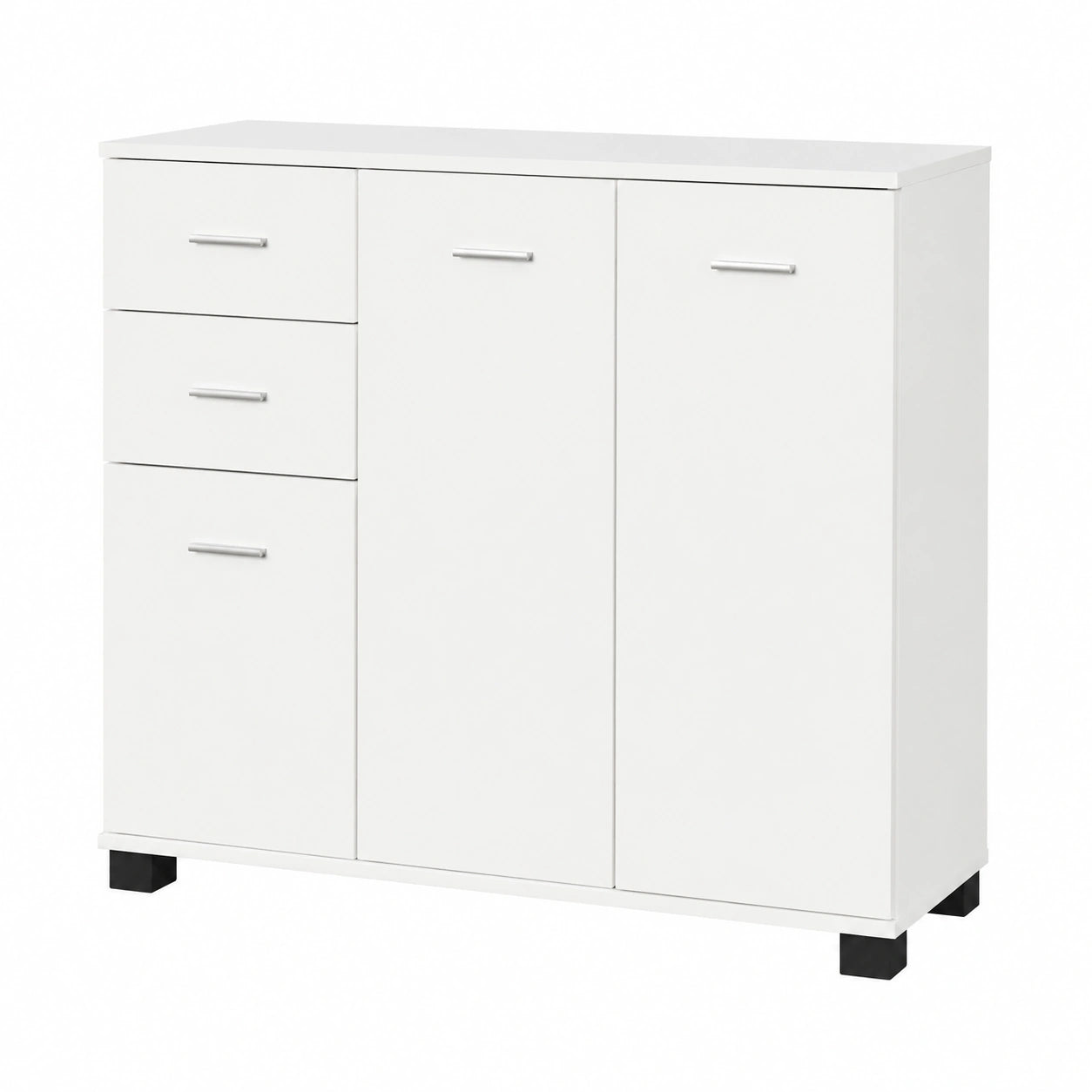 Multifunktionales Sideboard mit 2 Schubladen für Flur und Schlafzimmer, 76x80x28cm, Weiß