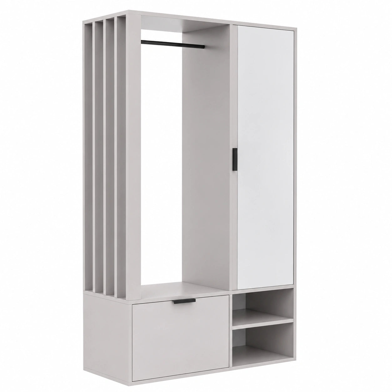 MODERNISTA Garderoben Set 100x33x190 cm mit Spiegel - Flurgarderobe in Kaschmir mit Regalböden und Haken