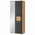 Moderner Garderobenschrank mit Stauraum, Artisan Eiche und Schwarz, 65x195x38 cm