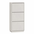 Moderner Schuhschrank mit 3 Klappen, Platzsparendes Schuhregal mit Sicherheitsfunktion, Verstellbare Trennwände, Push-to-Open, Weiß, 50x24x131 cm