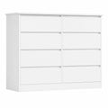 FOREHILL Breite Kommode mit 8 Schubladen, 120 cm, für Schlafzimmer und Wohnzimmer, Weiß