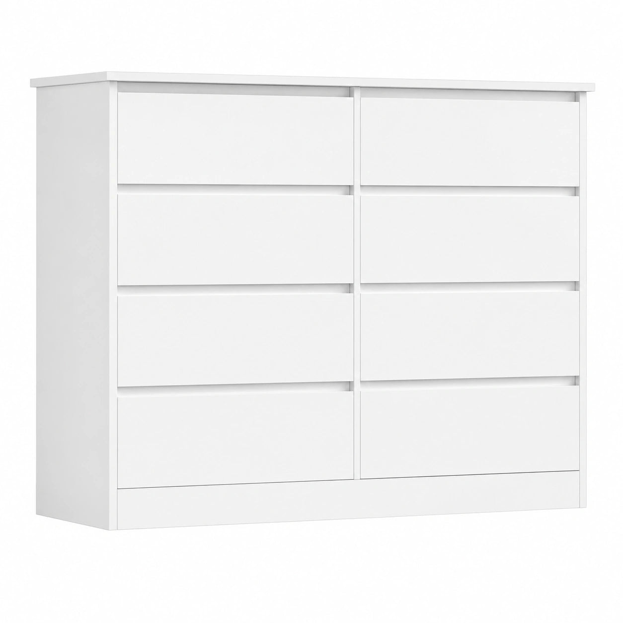 FOREHILL Breite Kommode mit 8 Schubladen, 120 cm, für Schlafzimmer und Wohnzimmer, Weiß