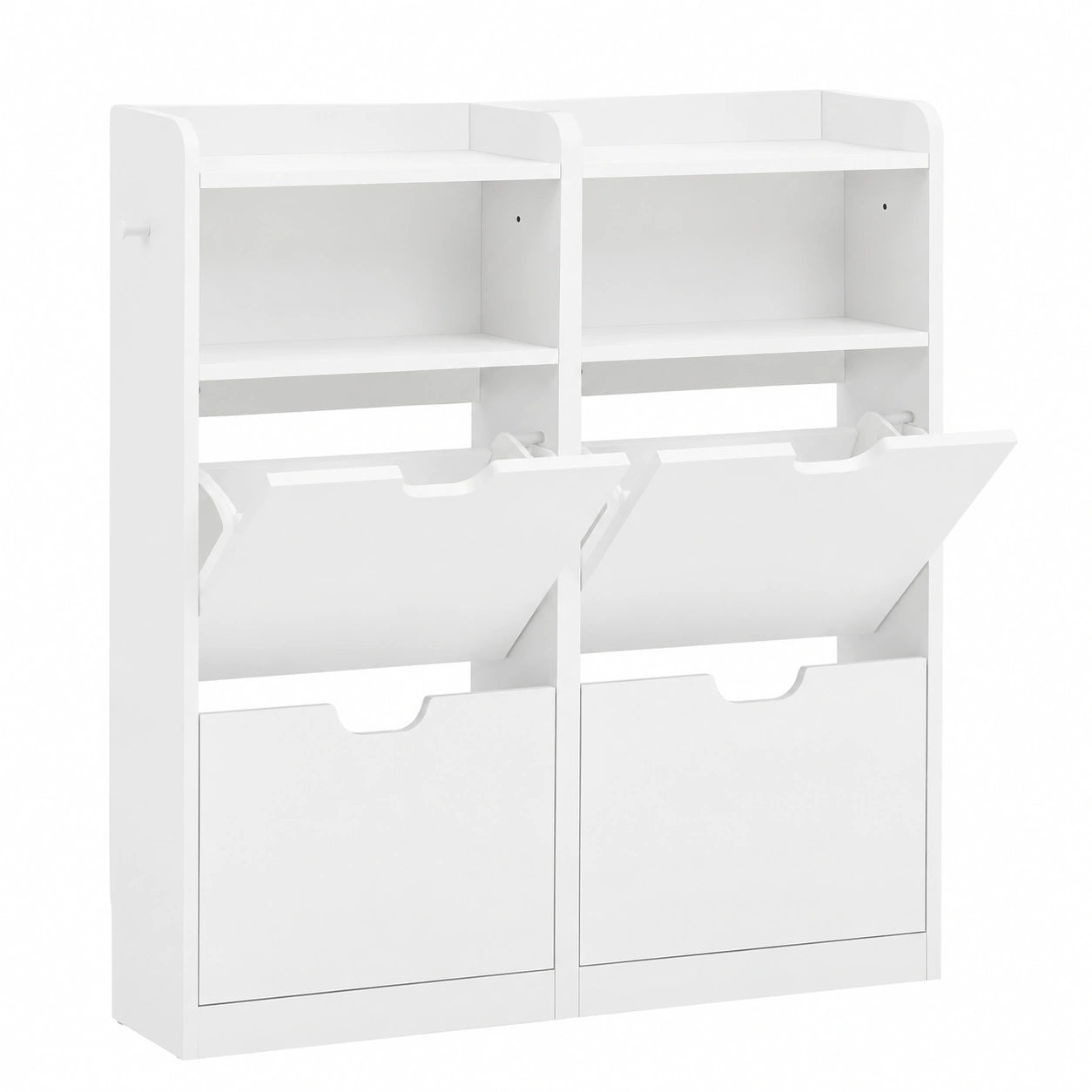 Yaheetech Schuhschrank mit 4 Klappen und offenen Fächern, platzsparend für Flur und Wohnzimmer, 100x17x108,5 cm, Weiß