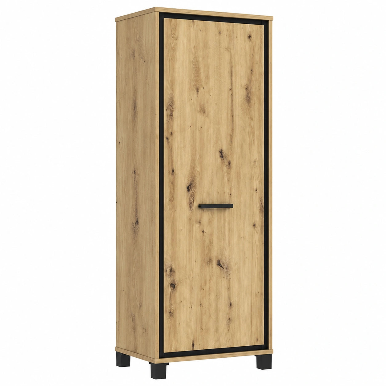 Schmaler Kleiderschrank im Industriedesign, Artisan Eiche, 64x199x41,5 cm