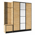 Moderner Garderobenschrank Eden mit Schuhablage und Sitzbank, Craft Eiche, 209,6 cm