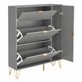Moderner Schuhschrank mit Klappen und Türen, 105x24x120 cm, Platzsparender Kommode, Grau